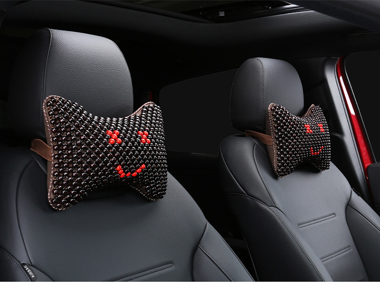 New Wooden Bead Headrest, New Car Neck Pillow, Car Seat Cervical Spine Pillow, Breathable and Cool in Summer