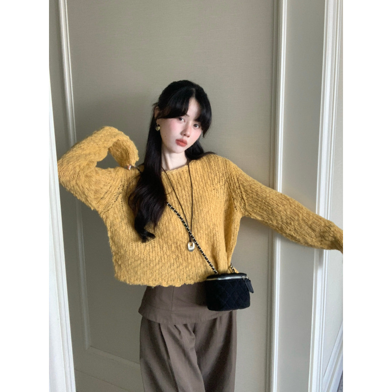 DARA ROSE-糯圆领针织毛衣甜美显瘦百搭长袖毛衣(30)S7421|undefined