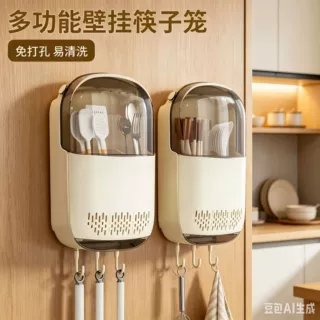 筷子筒筷笼厨房置物架勺子收纳桶塑料沥水餐具收纳盒商用餐饮