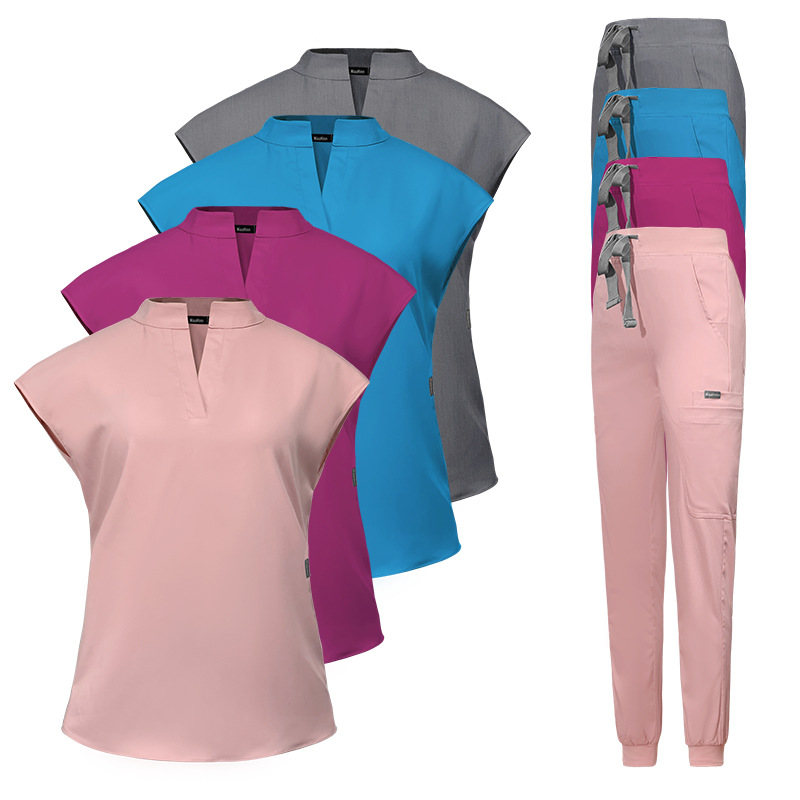 Uniforme de enfermera de 8 colores para hospital, uniforme de esteticista, ropa de trabajo con cuello alto, nuevo conjunto de Amazon