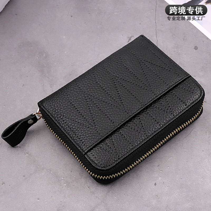 Cross border Specifically for genuine leather man wallet Men's clutch bag Grab bag RFID Magnetically shielded PU zipper Expanding customized
