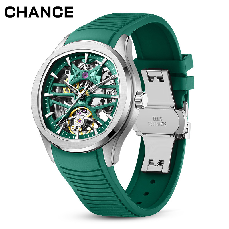 Montre mécanique automatique squelette pour homme, aiguilles lumineuses, fond transparent_voghion.com