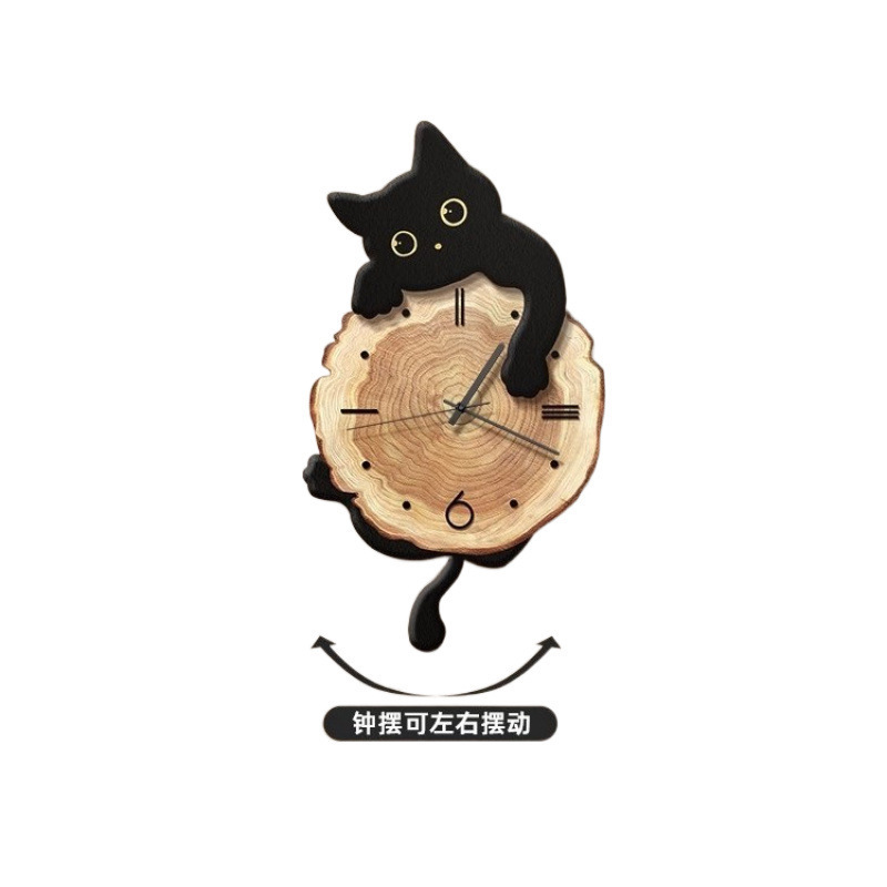 モダンなシンプルな猫時計壁時計リビングルーム 2024 新しいクリエイティブ時計壁掛けハイエンドアート壁時計|undefined