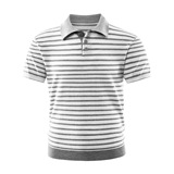 ZF8122-D美式条纹针织POLO衫夏季撞色老钱风短袖T恤休闲上衣，男装针织衫/毛衣，星座614