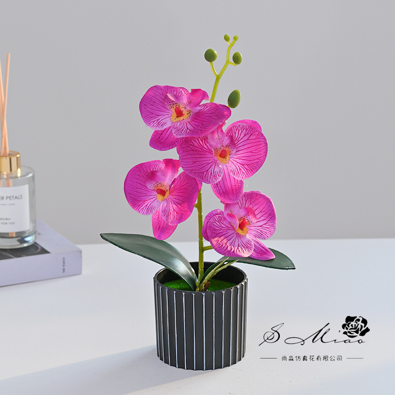 Orquídea Phalaenopsis Artificial en Bonsái, Suministrada Directamente por el Fabricante, Plantas Artificiales Creativas para Decoración de Interiores, Flores Artificiales, Plantas en Maceta Simuladas