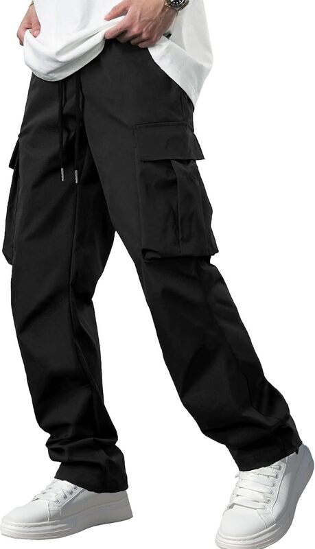 Comdecevis Men's Casual Cargo Pants Workout Jogging Stretch Sweatpants Hiking Drawstring Tactical Pants with