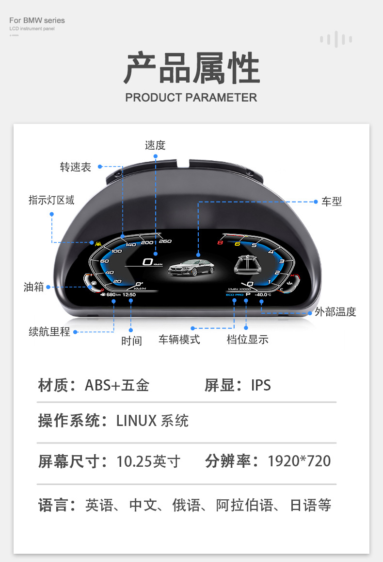 Suitable for Bmw E53/E39 99-06 Models, Full Lcd Instrument Panel with Multiple Ui Switching Options and Supports Carplay Function