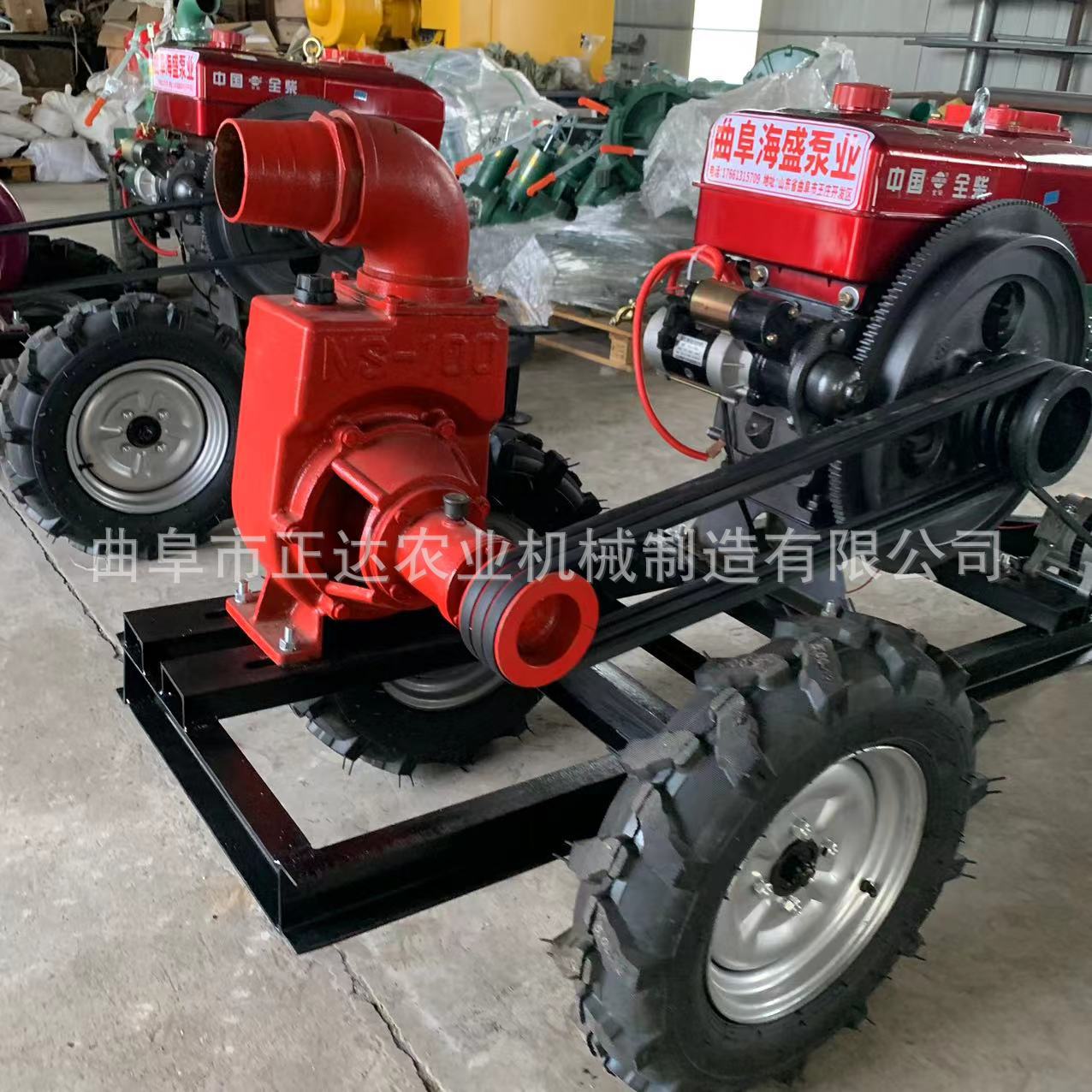4寸柴油拖车款自吸泵 农用灌溉离心泵  多种动力带动抽水泵