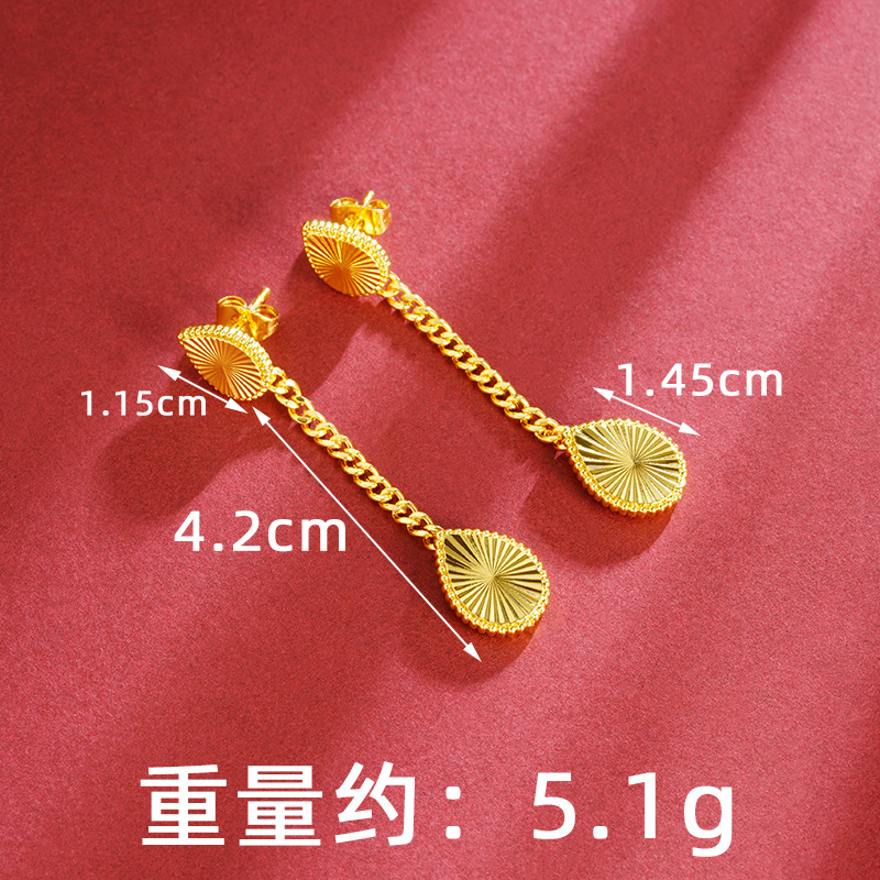 Nuevos productos de lujo ligero de verano de oro de oro de Vietnam flores collar de gota de agua combinación de anillos pernos joyería fuente al por mayor