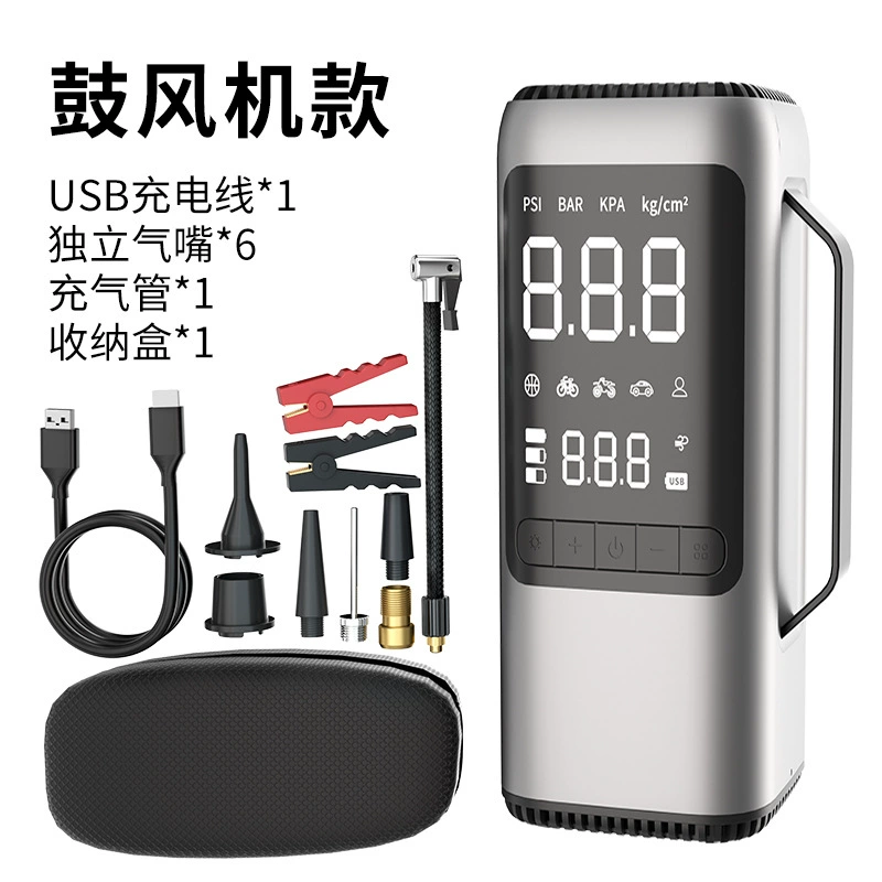 Автомобильный компрессор с функцией аварийного запуска двигателя, 12В, беспроводной, для электромобилей, с функцией зарядки мобильного телефона и внешнего аккумулятора