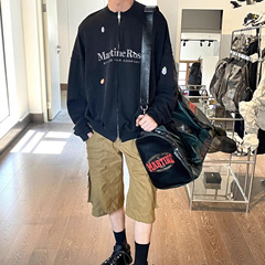 Martine rose25ss水洗字母印花彩色贴纸长袖男女同款休闲宽松卫衣