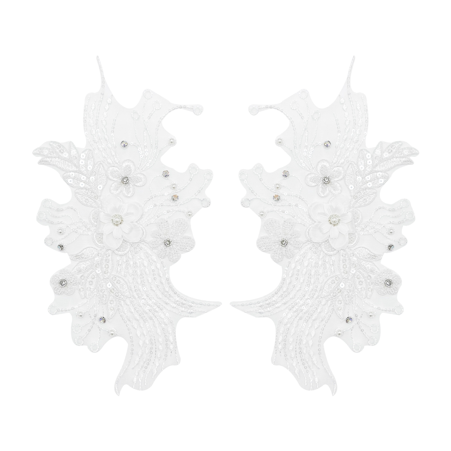 Cuentas de clavos exquisitas bordadas tridimensionales en tela de flores pegatinas de flores de pecho vestido de boda vestido de espectáculo vestido de decoración accesorios de calcomanías