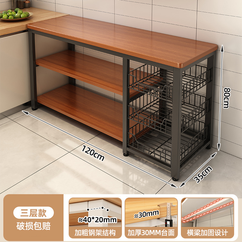 Estante de almacenamiento de cocina piso multicapa mesa de corte de verduras estante de almacenamiento de microondas multifuncional mesa de comedor