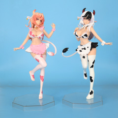 クロスボーダー新品乳牛娘黒白配二次元美少女ユニフォームメイドフィギュア車載ケース景品