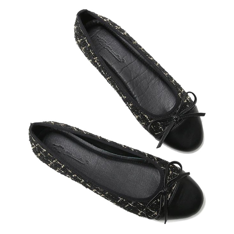 2023 primavera nueva boca baja celebridad de Internet estilo Chanel zapatos de una sola capa zapatos de guisantes de fondo suave de las mujeres zapatos planos tallas grandes zapatos de mujer 41-43