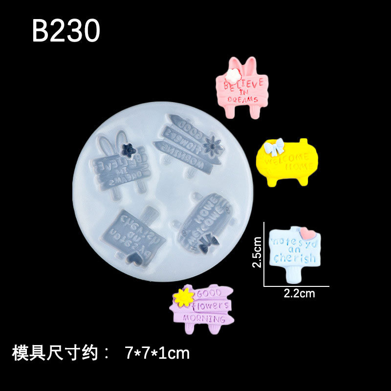 Mini señal de carretera valla molde silicona DIY hecho a mano postre pastel fondant chocolate decorativo epoxi Decoración