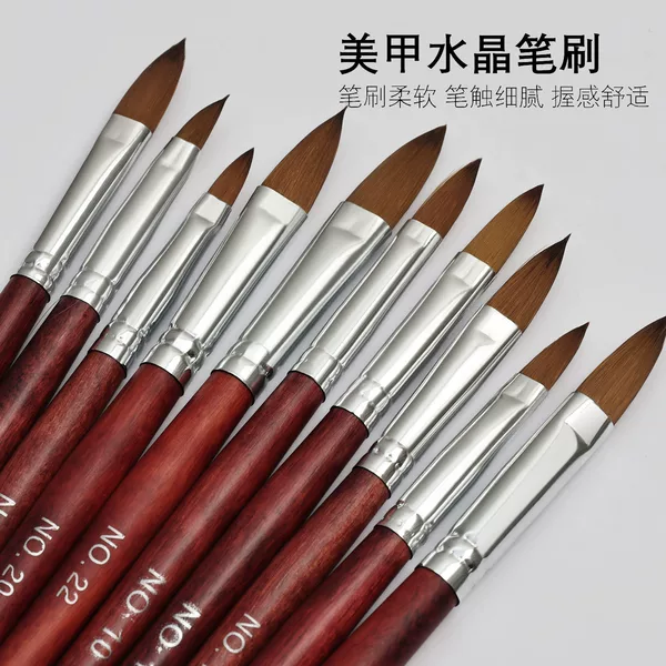 Nail art redwood handle crystal pen, carving gel painting pen, nail art brush tool for crystal nails