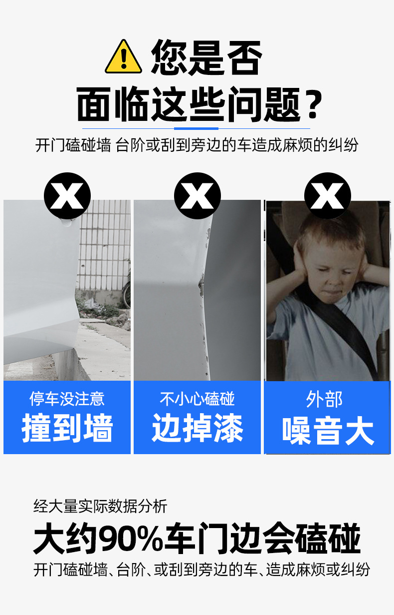 Car door anti-collision strip sealing sound insulation two-in-one door edge protection strip car stickers anti-scratch decoration supplies universal