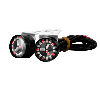 Eye Light, Warning Light, Decorative – License plate lamp - three-color-mirror-light-flash-black-shell-2-piecesset