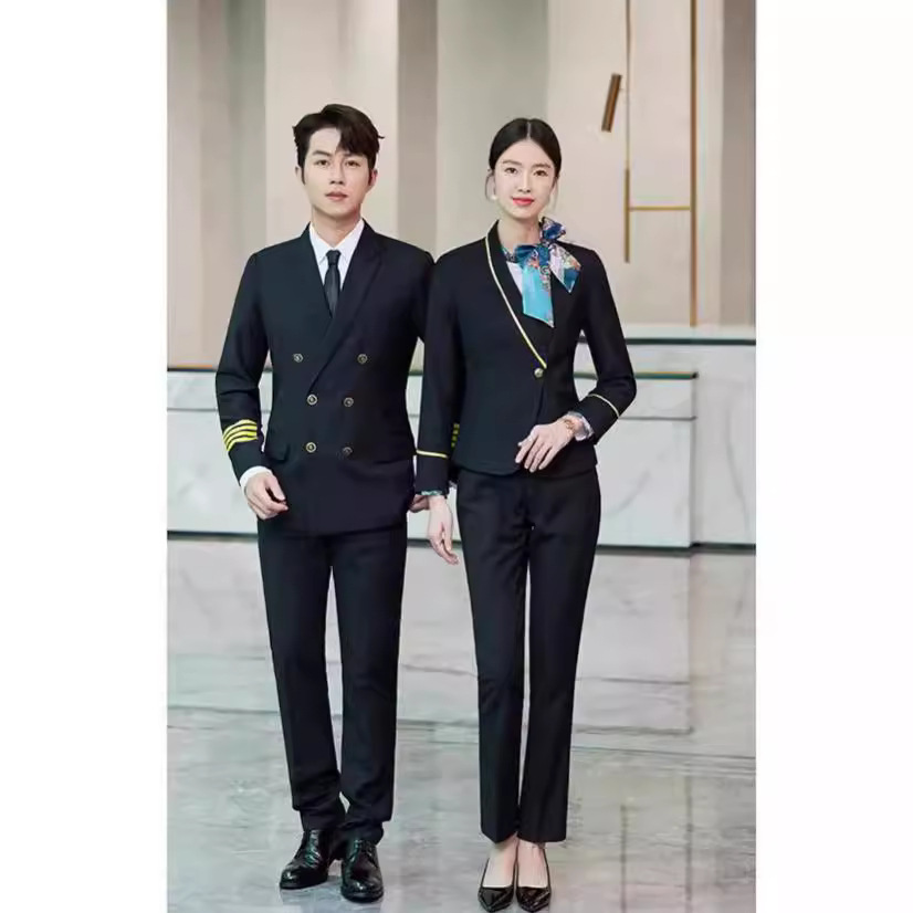 Stewardess Aviation Uniform Female Male High-speed Rail Attendant Professional suit Suit Dress Hotel Beautician Work Clothes