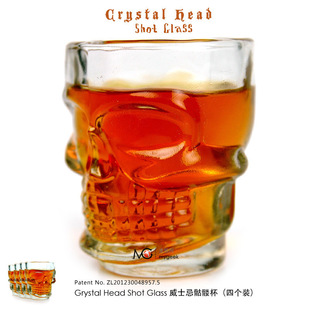 Whiskey skull cup suit four pack creative colourless transparent crystal head wine glass personalized red and white wine glass