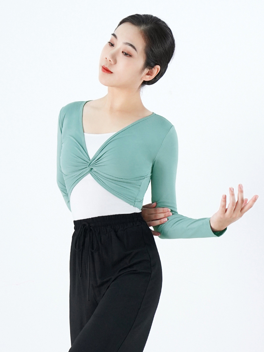Ropa de danza moderna danza práctica ropa Superior Femenina danza China adulto danza clásica desgaste exterior trenzado flor chal cuerpo ropa