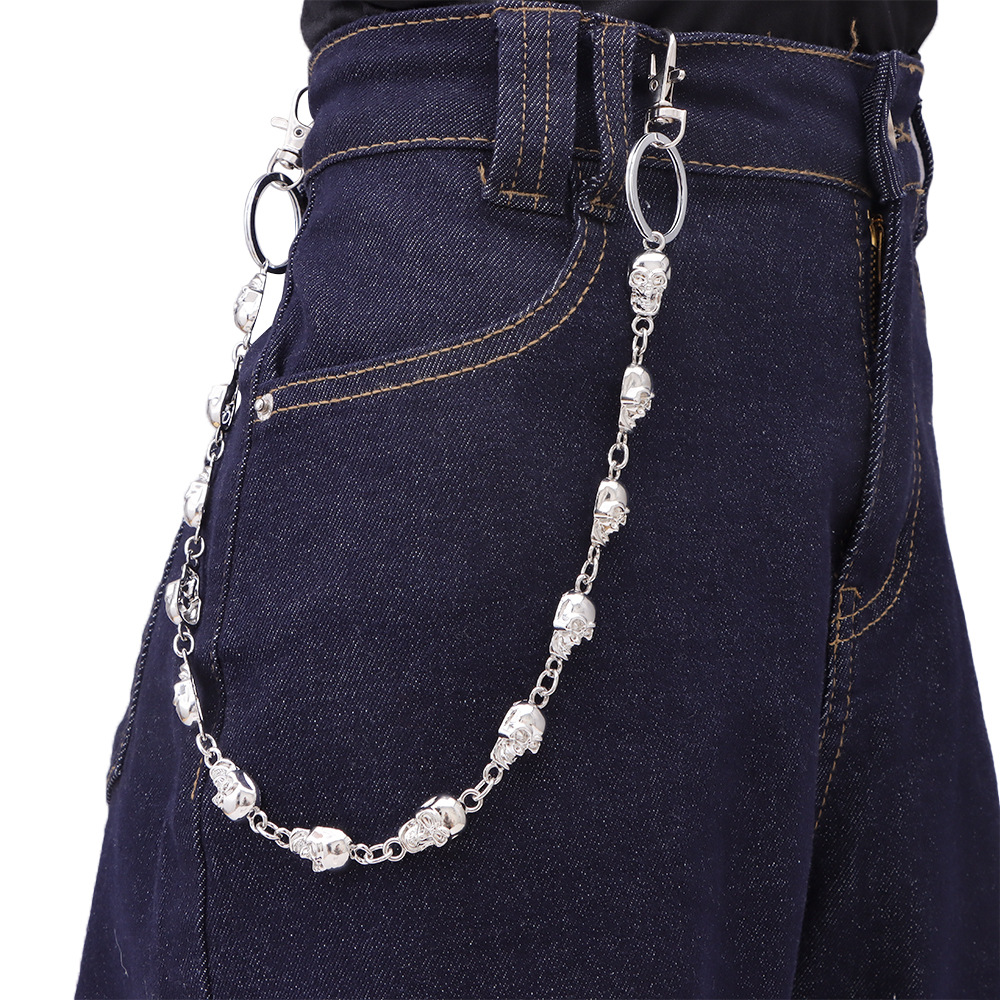 Bestseller: Totenkopf-Hüftkette mit Geisterkopf-Motiv für Herren – Hip-Hop-Style, Metall-Hose_voghion.com