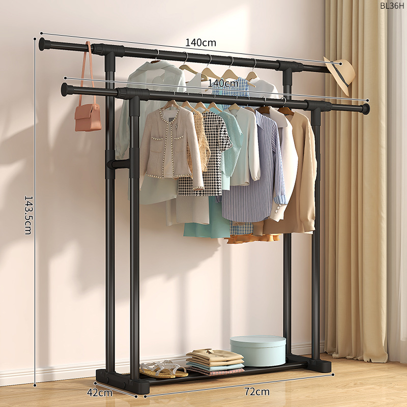 플라스틱 철과 결합된 BL36H-직선 다리 이중 극 텔레스코픽 140 검정색 확장