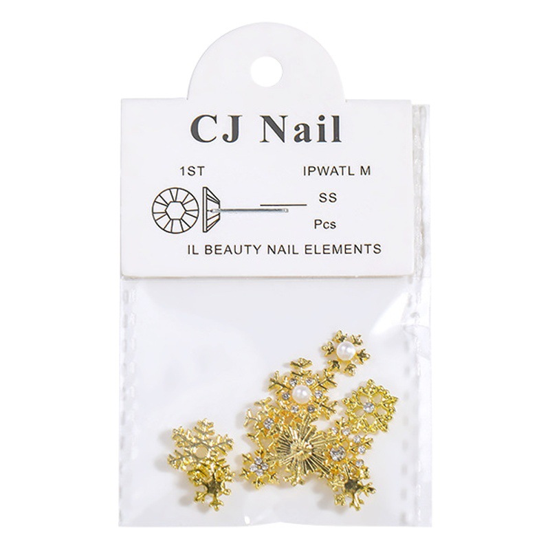 Japonés uñas aleación joyería Navidad invierno copo de nieve serie coreano dulce diamante uñas accesorios 10 mezclado