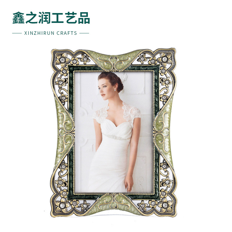 European Style Wedding Photo Frame Metal Enamel Wedding Photo Frame Table Setting Picture Frame Wholesale Wedding Zinc Alloy Picture Frame