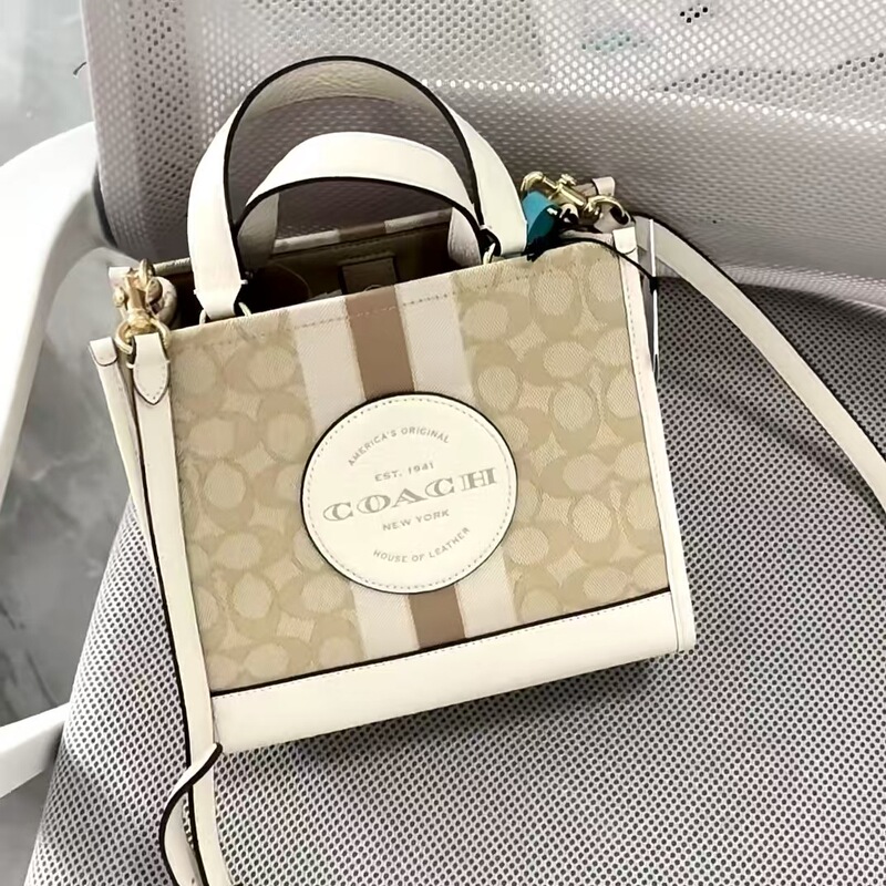 Coach C's New Women's Bag Dempsey Canvas Tote Bag Classic One-Shoulder Satchel Cross-Body Large-Capacity Commuter Bag