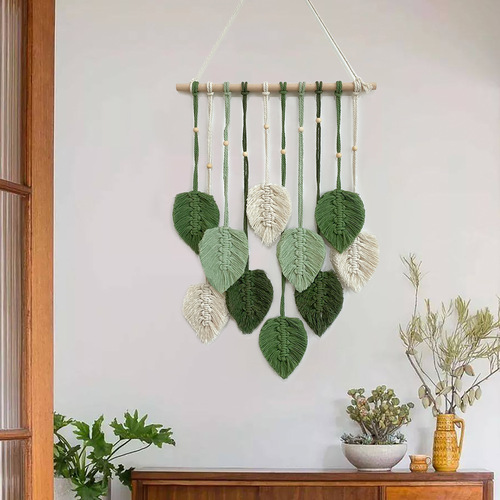 [Mengying] Colorful leaf tapestry handmade diy material package home decoration pendant finished product creative wall hanging