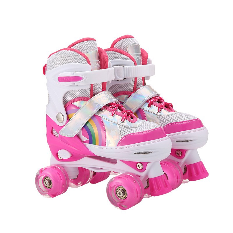 Ventas transfronterizas de patines infantiles para principiantes, patines de ruedas para hombres y mujeres, conjunto completo de patines de ruedas de doble fila en stock