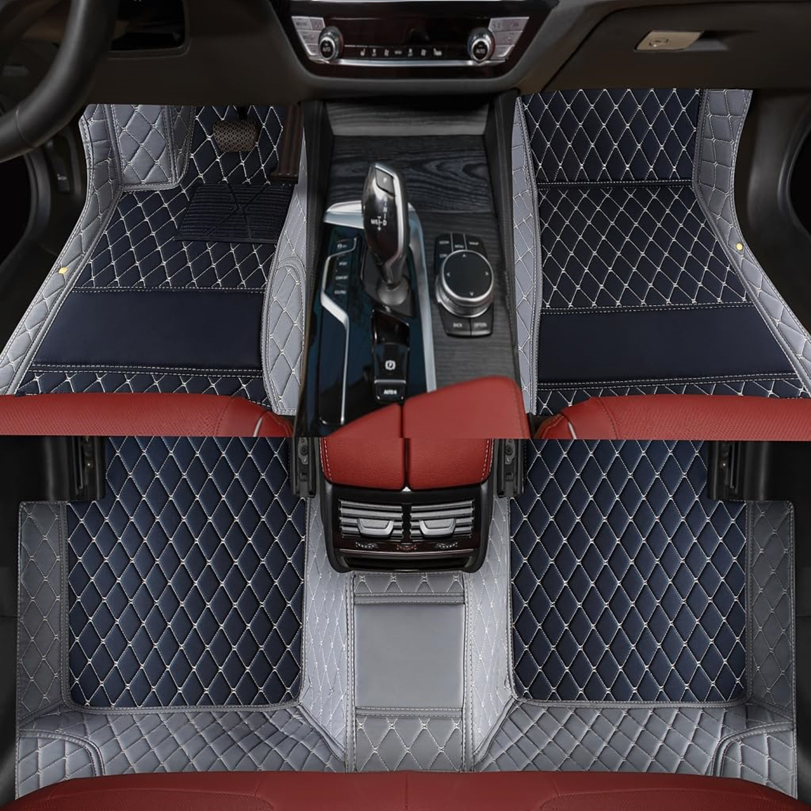 Cross-Border Amazon Color-Blocked Car Floor Mats, Fully Surrounded Car Floor Mats, Suitable for Tesla Anti-Slip