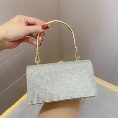 New Cross-border Imported Diamond-studded Handbag Bridal Bag Wedding Birthday Gala Evening Bag Silver Water Diamond Evening Bag