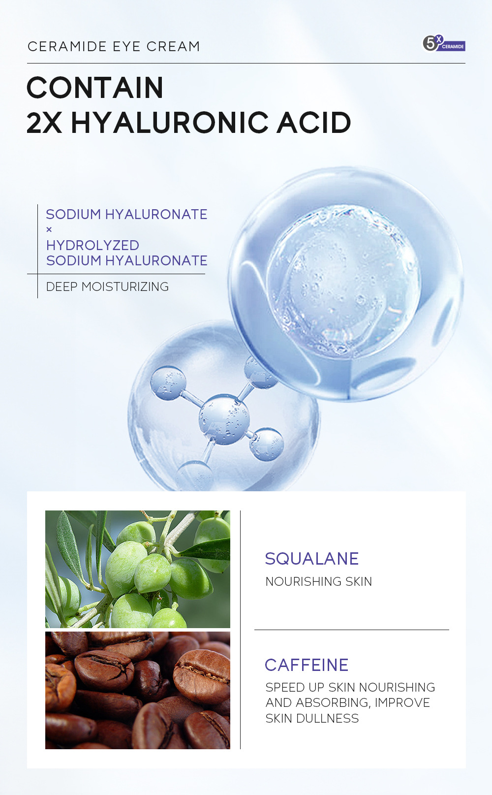 Cross-border QUIYUM Ceramide Eye Cream 15g Hydrating, moisturizing and repairing eye area skin care products manufacturer wholesale undefined