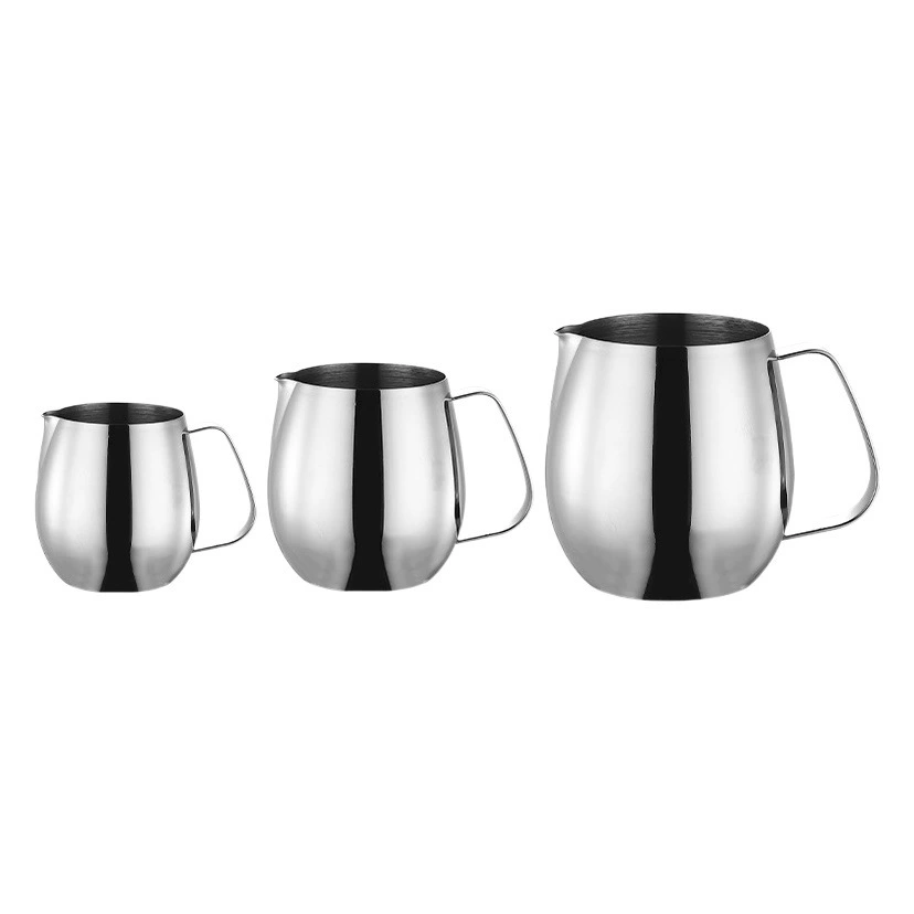 Цветочный горшок Итальянская чашка для кофе и молока из нержавеющей стали с большим животом Цветочная чашка с длинной ручкой Горшок для молока Кофейный прибор Чашка без наливания