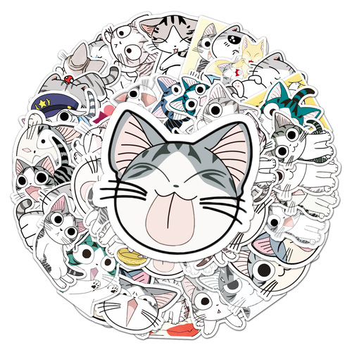 53 Cheesy Cat Kitten Cartoon Cute Creative Private Cat Luggage Refrigerator Notebook Stationery Stickers
