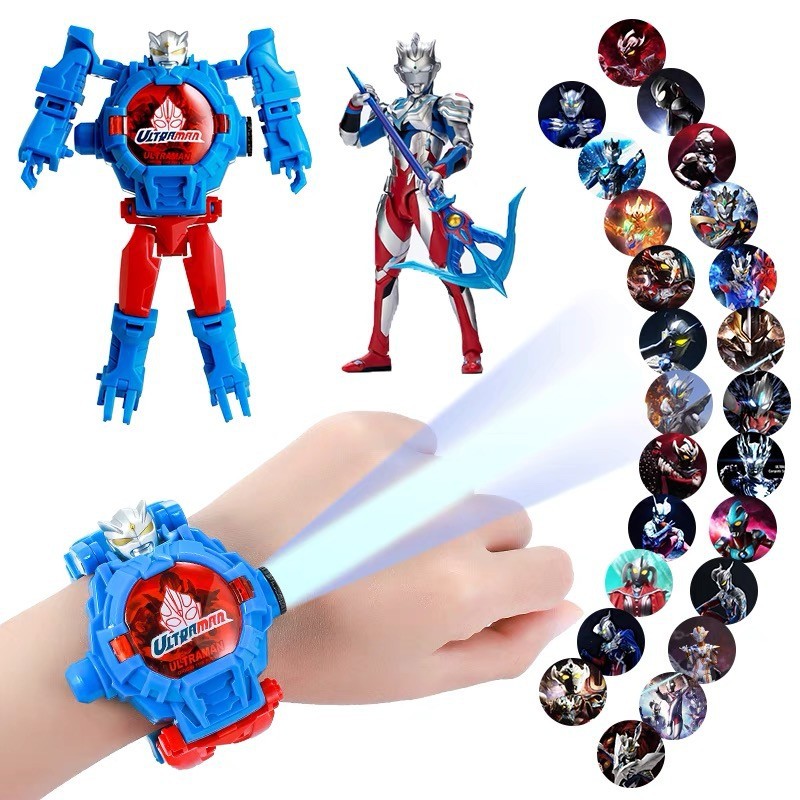 Tiktok Ultraman Sello Children's Deformation Projection Watch Luminous Toy Electronic Watch Children's Boy Gift Watch
