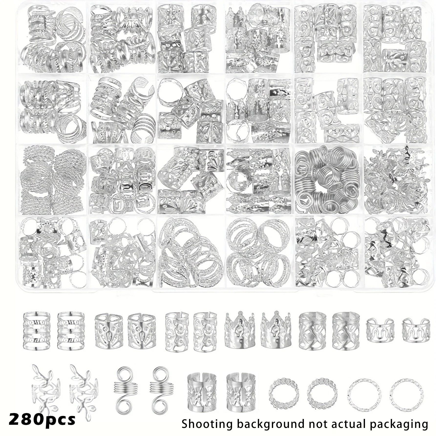 280 piezas de Amazon Trenza Accesorios para el cabello Accesorios para rastas de cabello Anillo para trenzas Tejido con cuentas Hombros de puños de bricolaje transfronterizos