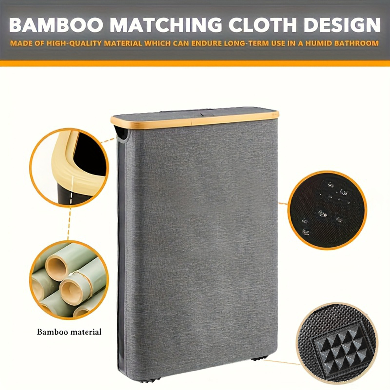 Cesta de ropa sucia con cubierta plegable reciclada de bambú, canasta de almacenamiento de tela Oxford, hogar, bolsa interior, caja de botella, a prueba de polvo