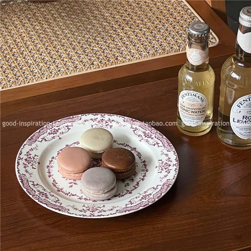 法式中古风玫瑰花园陶瓷餐盘 西餐盘甜品碟蛋糕盘子下午茶复古