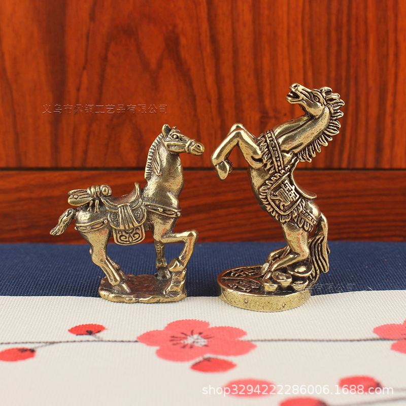 Brass old solid horse desktop decoration horse to success win creative handle piece zodiac horse office