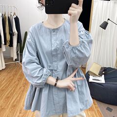 春秋装设计欧美灯笼袖长袖衬衫女娃娃宽松显瘦2025新款上衣衬衣女