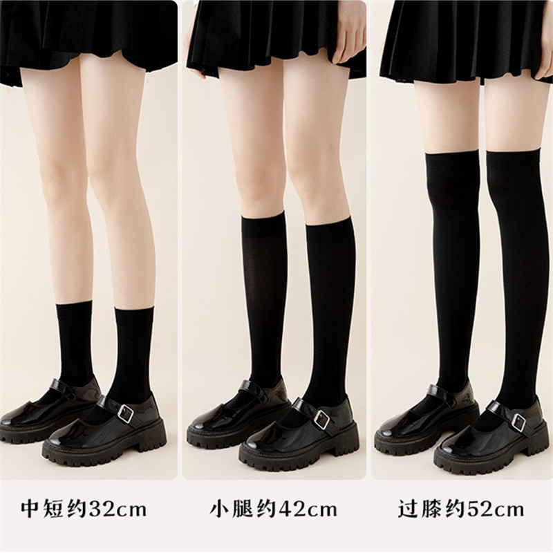 Calcetines blancos y negros calcetines de pantorrilla de primavera y verano para mujer medias de estudiante delgada presión skinny terciopelo sobre la rodilla Calcetines