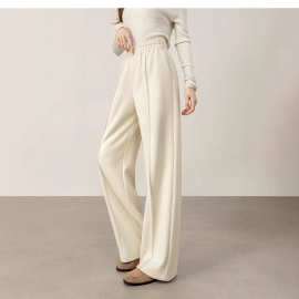 25秋冬肌理感【羊毛醋酸】灰色休闲裤加厚直筒阔腿裤25668