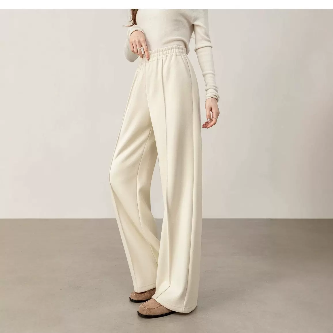 25秋冬肌理感【羊毛醋酸】灰色休闲裤加厚直筒阔腿裤25608