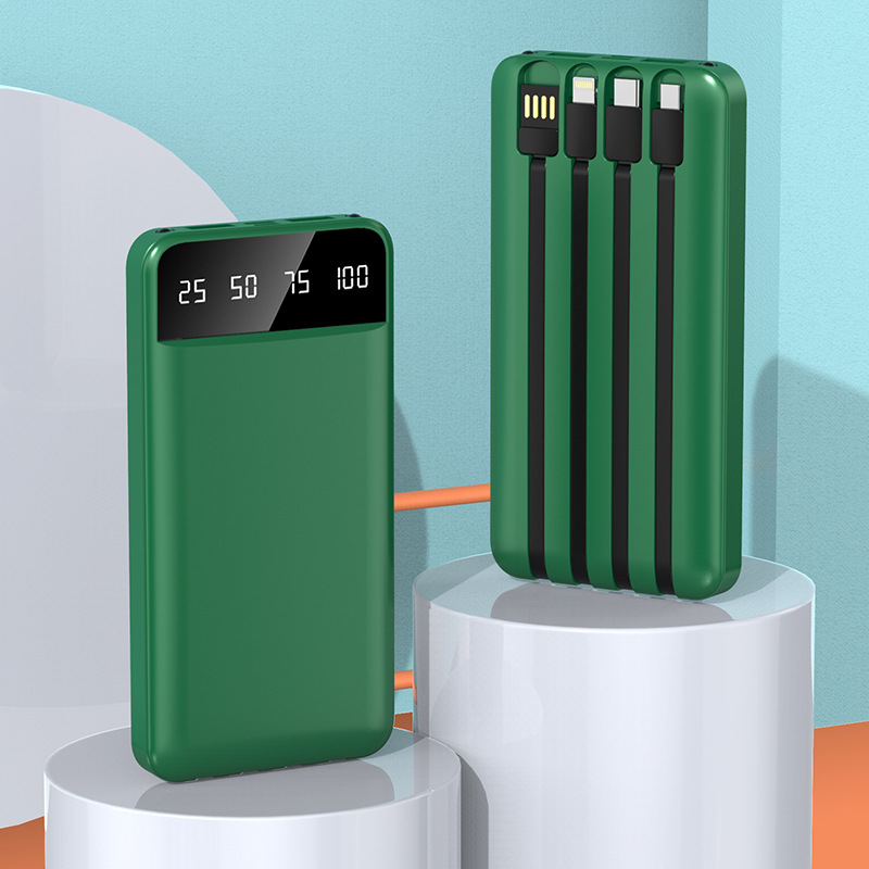 fuente de alimentación móvil de gran capacidad 2.1A carga rápida carga de carga de 20000 mAh con cable rápido enriquecimiento estándar multipuerto U