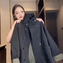 风衣外套女春秋特大胖mm设计感宽松法式二棉翻领码棉服中长款大衣