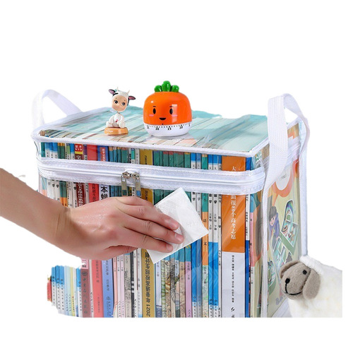 Transparent book storage box dustproof large capacity thick foldable bookshelf book book organizer textbook storage bag
